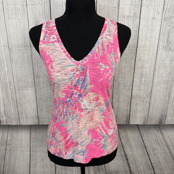 Lilly Pulitzer Women’s Small Pink (Measured Size) Cotton Racerback Tank Top - Picture 1 of 7
